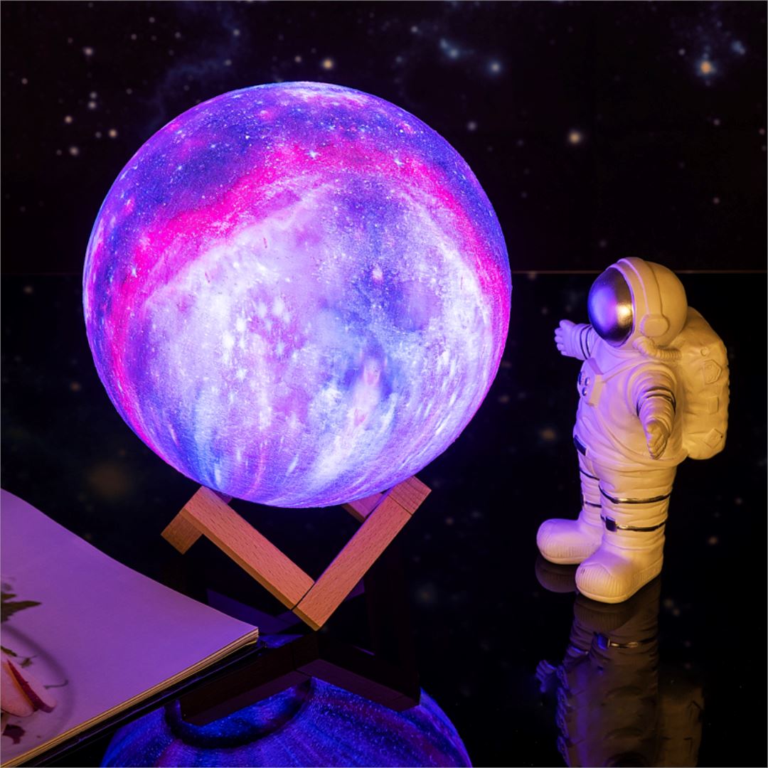 Wireless 3D Moon Lamp | 16 Color Settings, Remote Control & Rechargeable for Night Light and Home Decor