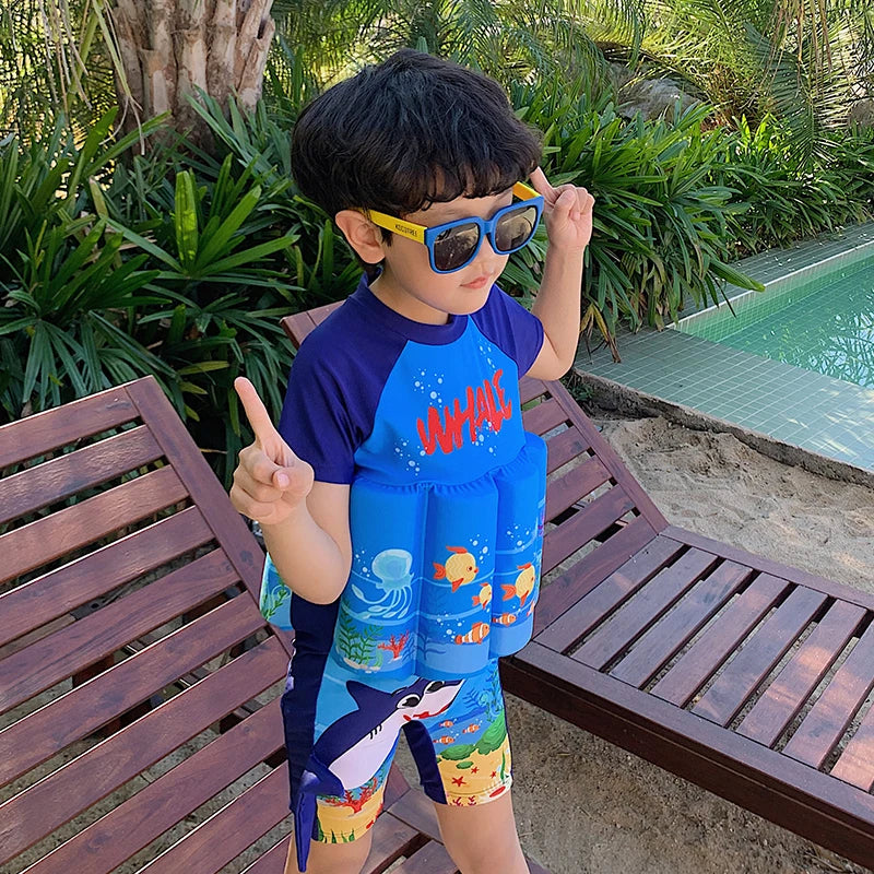 Kids Buoyancy Floating Swimsuit | Cartoon Print, Rash Guard Protection & Ideal for Swimming Lessons and Water Play