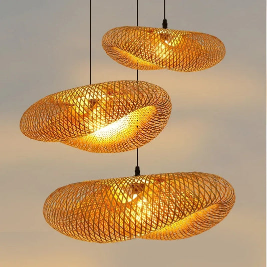 Bamboo Pendant Light Fixture | Natural Wood Hanging Lamp | Eco-Friendly Lighting for Home Decor & Dining Spaces