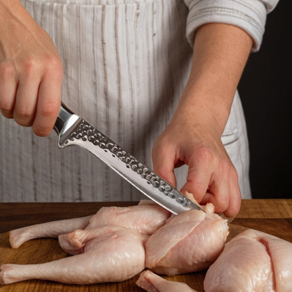 Hand-Forged Damascus Boning Knife – VG10 Carbon Steel Fillet Blade with Pakka Wood Handle for Meat, Fish & Poultry