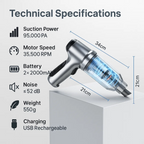 Handheld Car Vacuum Cleaner | Powerful Suction, Slim Design & Ideal for Quick Cleanups in Tight Spaces