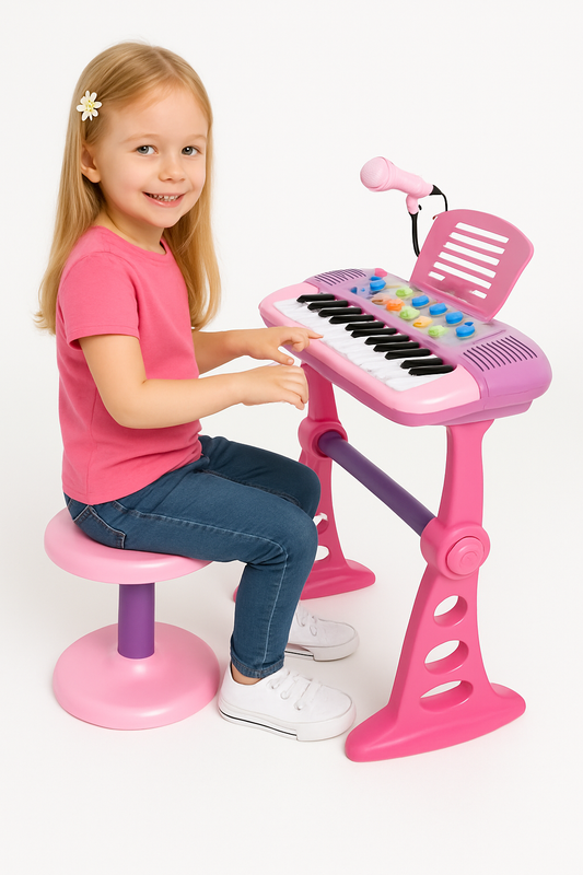 Children's Electronic Keyboard | 31 Keys, Microphone & Stand for Interactive Music Learning