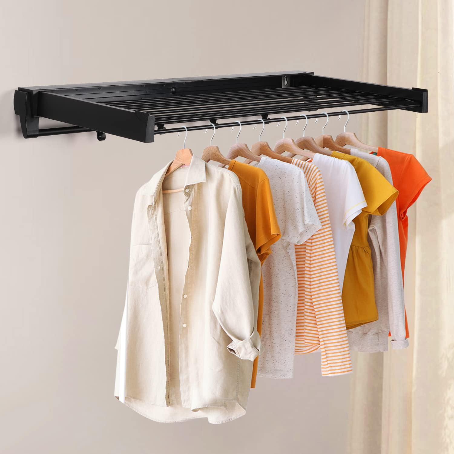 Compact Wall-Mounted Clothes Drying Rack: Foldable and Retractable Laundry Solution