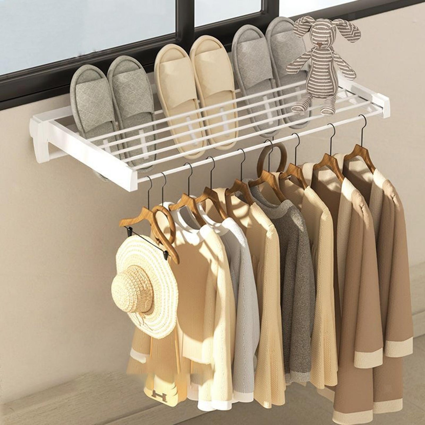 Folding Clothes Drying Rack | Space-Saving Wall-Mounted Design for Efficient Indoor Drying and Organised Laundry Spaces