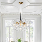 Clear Glass Bubble Chandelier - Modern Pendant Light Fixture for Dining Room & Living Room Decor