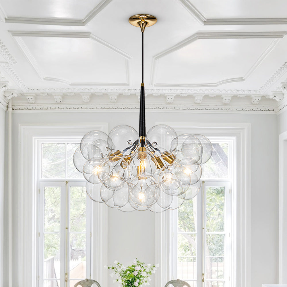 Clear Glass Bubble Chandelier - Modern Pendant Light Fixture for Dining Room & Living Room Decor