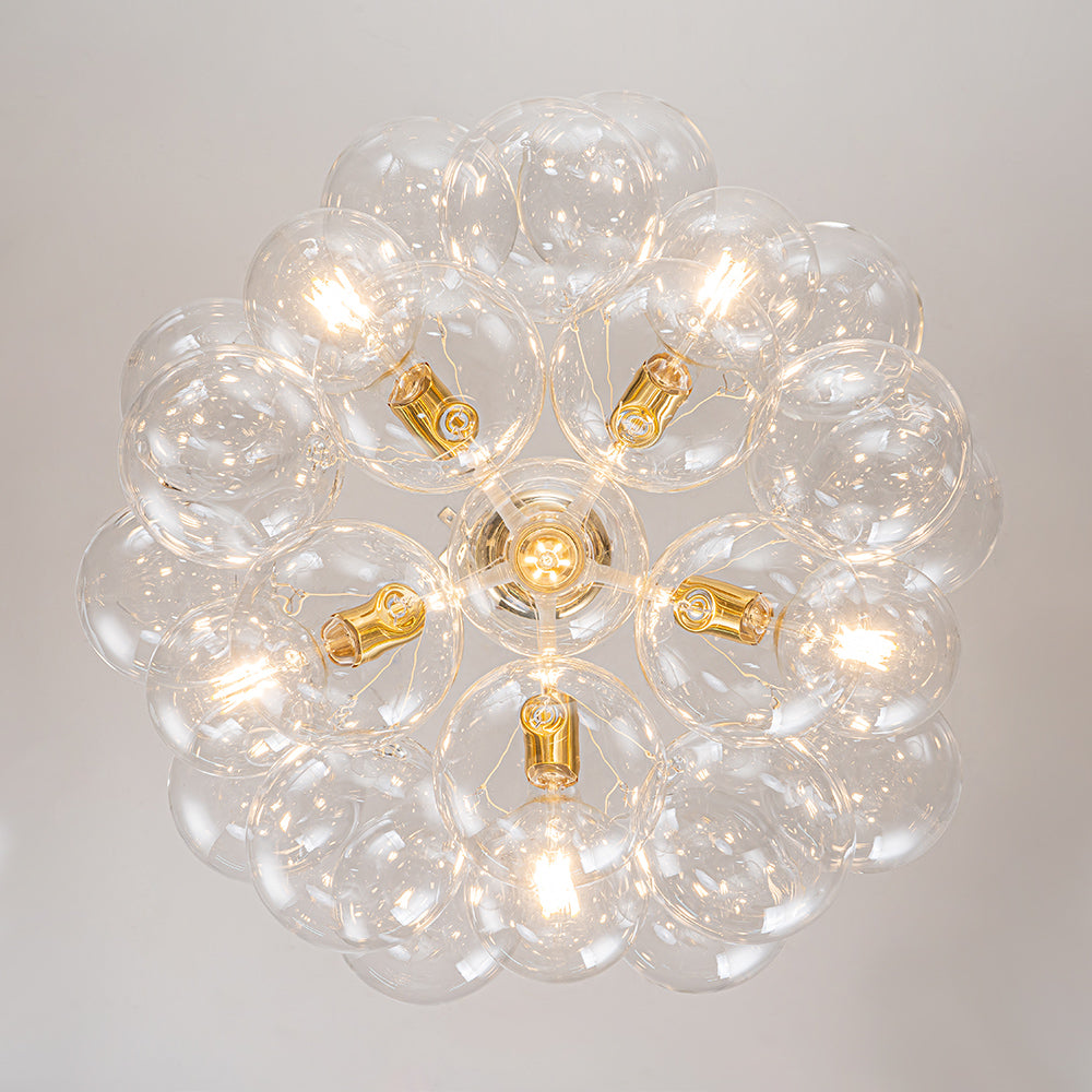 Clear Glass Bubble Chandelier - Modern Pendant Light Fixture for Dining Room & Living Room Decor