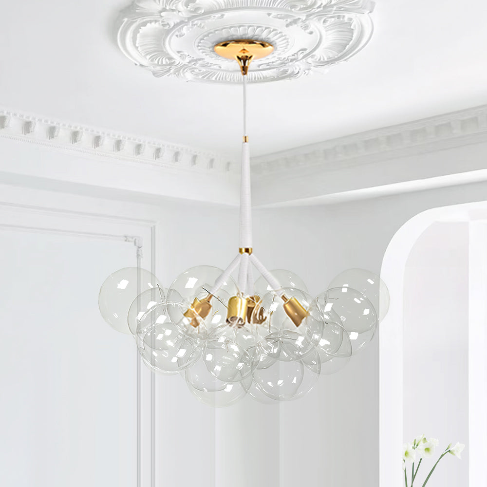 Clear Glass Bubble Chandelier - Modern Pendant Light Fixture for Dining Room & Living Room Decor