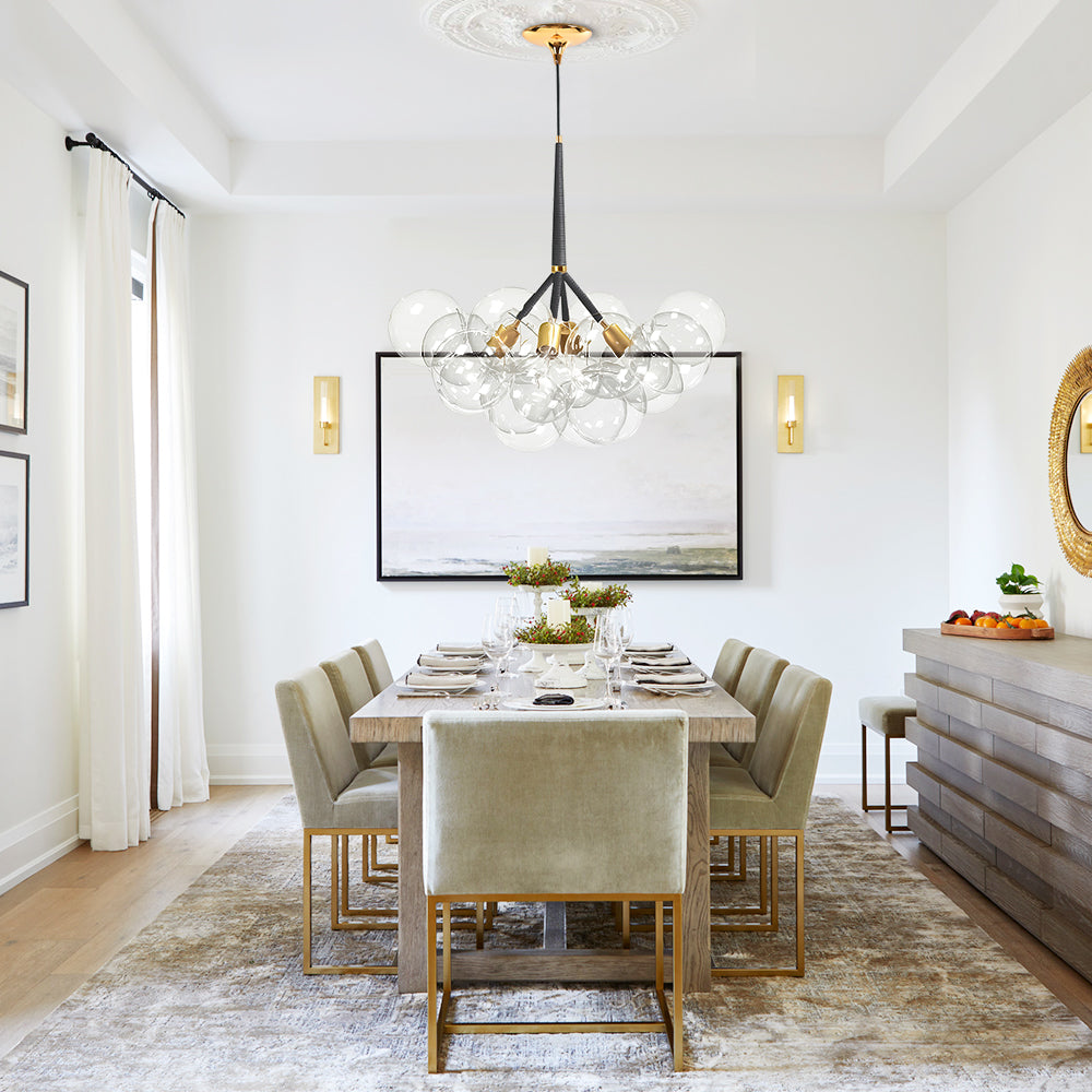 Clear Glass Bubble Chandelier - Modern Pendant Light Fixture for Dining Room & Living Room Decor