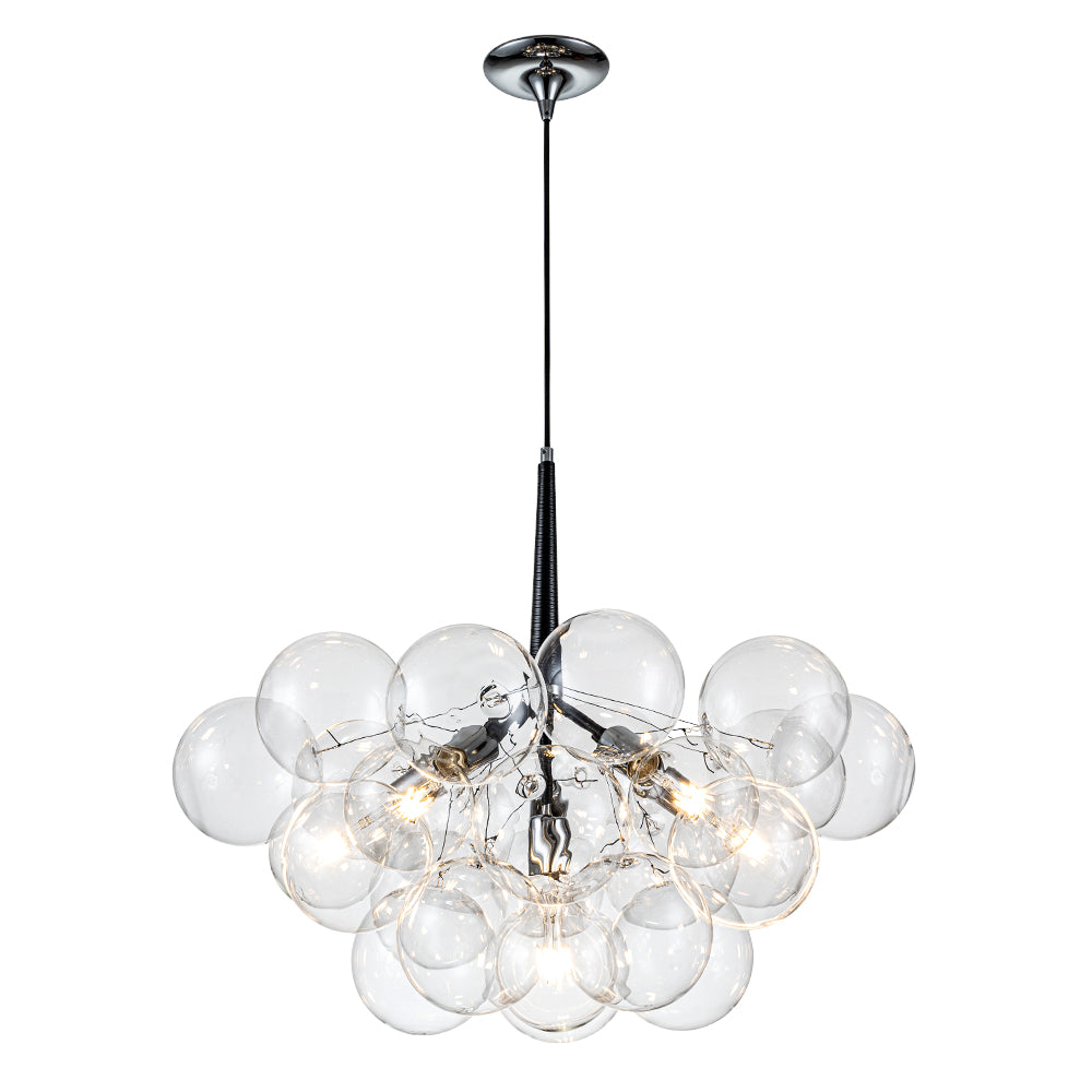 Clear Glass Bubble Chandelier - Modern Pendant Light Fixture for Dining Room & Living Room Decor