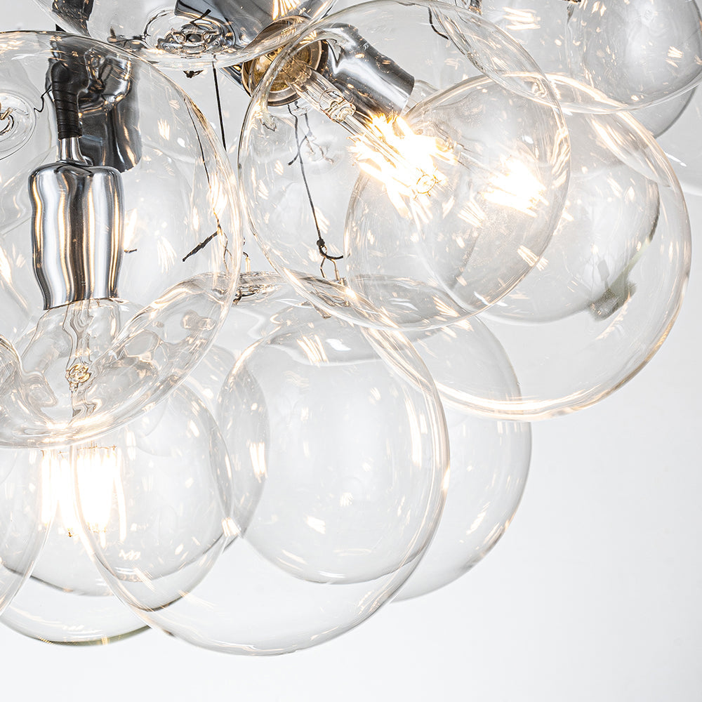 Clear Glass Bubble Chandelier - Modern Pendant Light Fixture for Dining Room & Living Room Decor