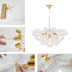 Clear Glass Bubble Chandelier - Modern Pendant Light Fixture for Dining Room & Living Room Decor