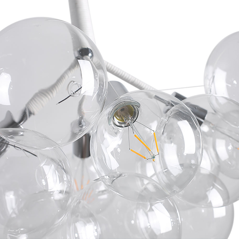 Clear Glass Bubble Chandelier - Modern Pendant Light Fixture for Dining Room & Living Room Decor