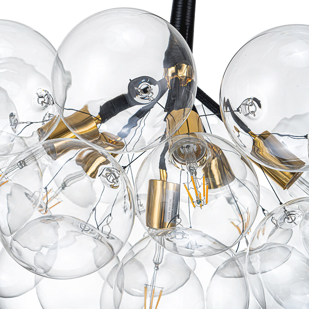 Clear Glass Bubble Chandelier - Modern Pendant Light Fixture for Dining Room & Living Room Decor
