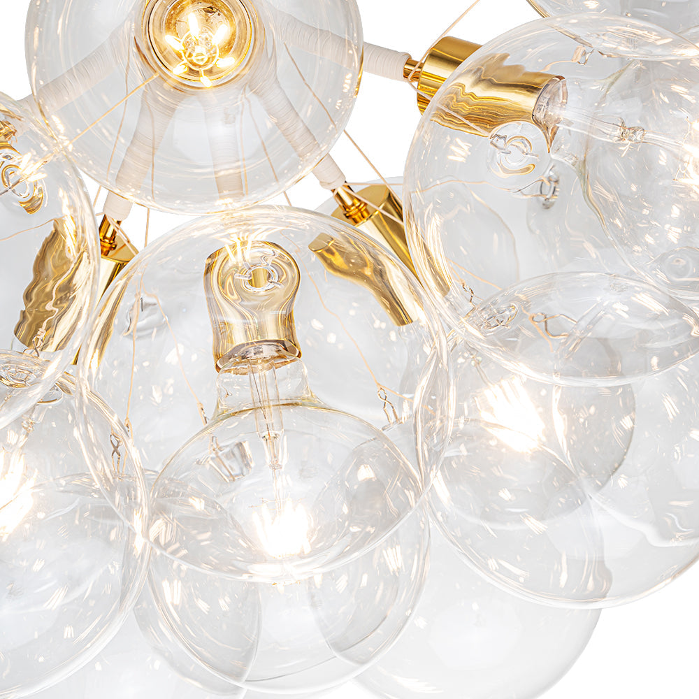 Clear Glass Bubble Chandelier - Modern Pendant Light Fixture for Dining Room & Living Room Decor