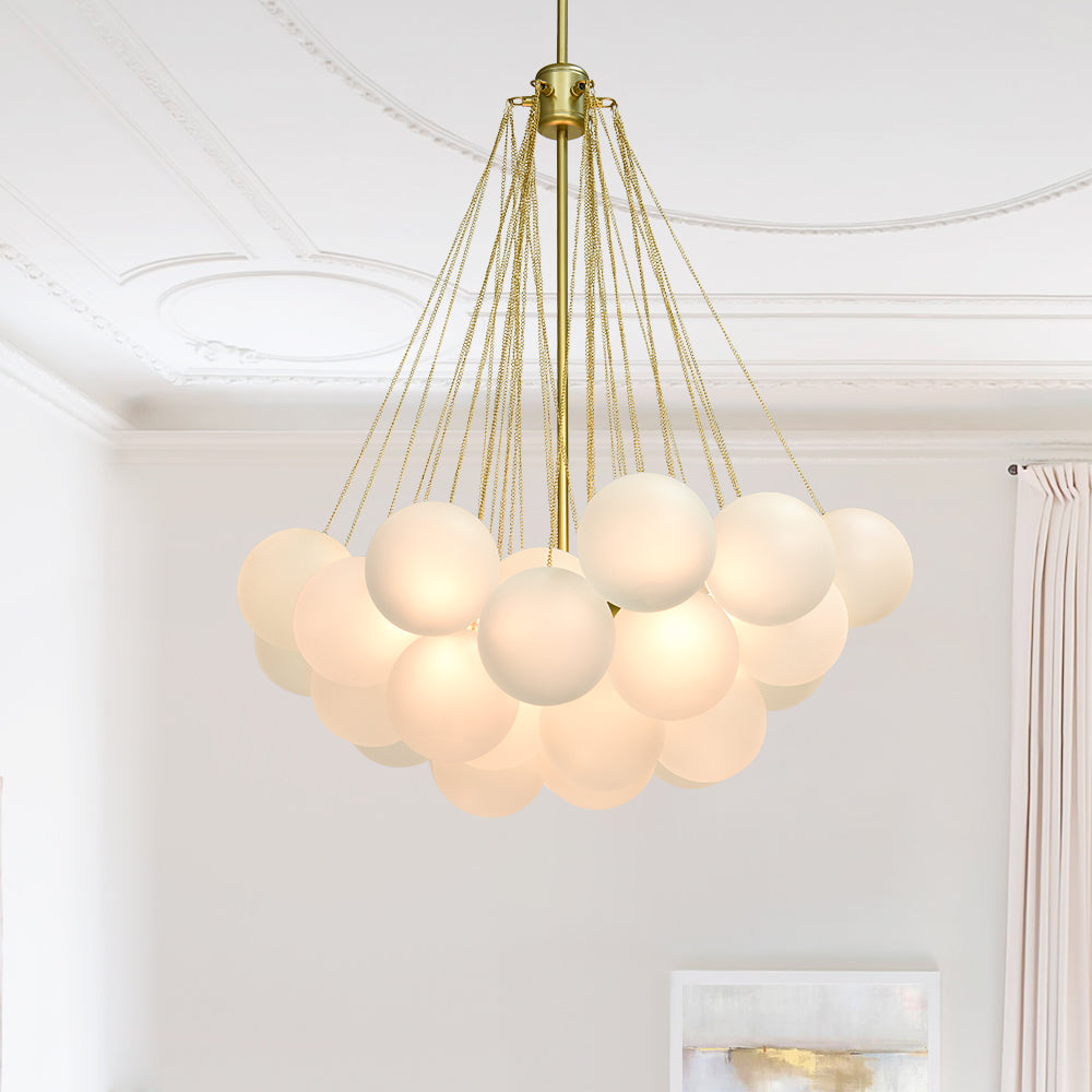 Modern Glass Bubble Chandelier Light Fixture for Dining Room & Living Room Decor