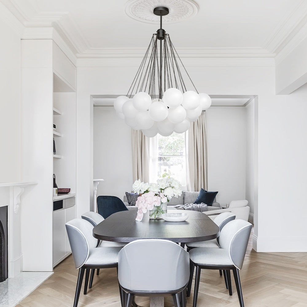 Modern Glass Bubble Chandelier Light Fixture for Dining Room & Living Room Decor