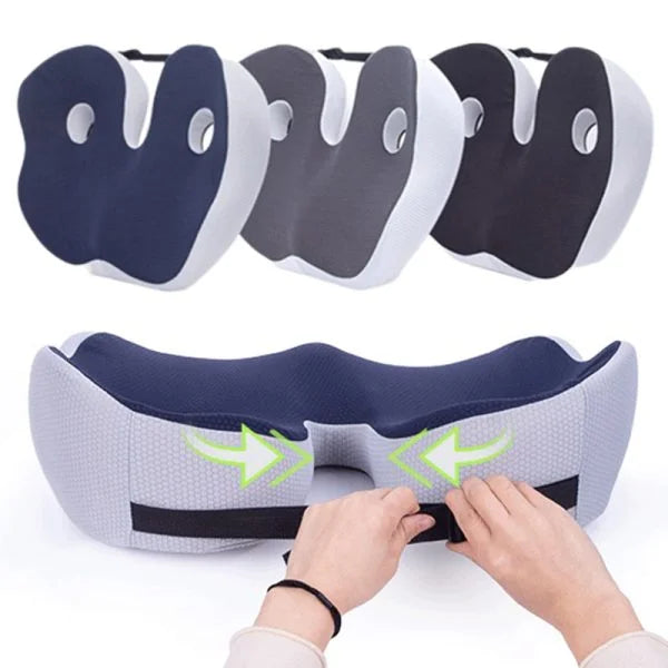Adjustable Memory Foam Seat Cushion | Ergonomic Design for Tailbone Relief and Lower Back Support