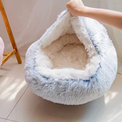Pet Calming Nest Bed | Plush, Double-Sided Design for Cats & Small Pets, Cozy Enclosed Space for Year-Round Comfort