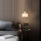 Cylindrical Alabaster Pendant Light Fixture for Dining Room & Kitchen Lighting