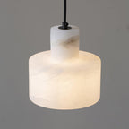 Cylindrical Alabaster Pendant Light Fixture for Dining Room & Kitchen Lighting