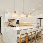 Cylindrical Alabaster Pendant Light Fixture for Dining Room & Kitchen Lighting