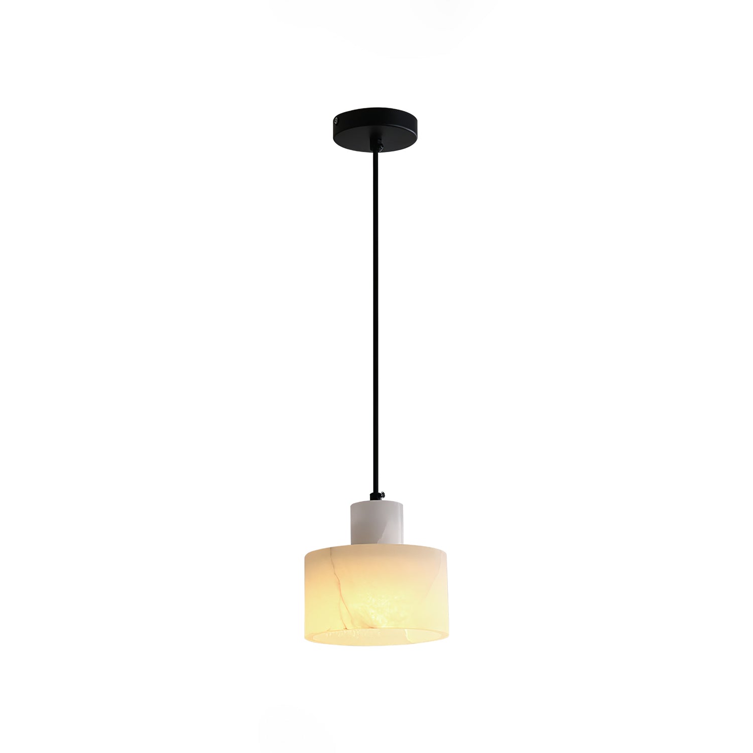 Cylindrical Alabaster Pendant Light Fixture for Dining Room & Kitchen Lighting