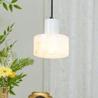 Cylindrical Alabaster Pendant Light Fixture for Dining Room & Kitchen Lighting