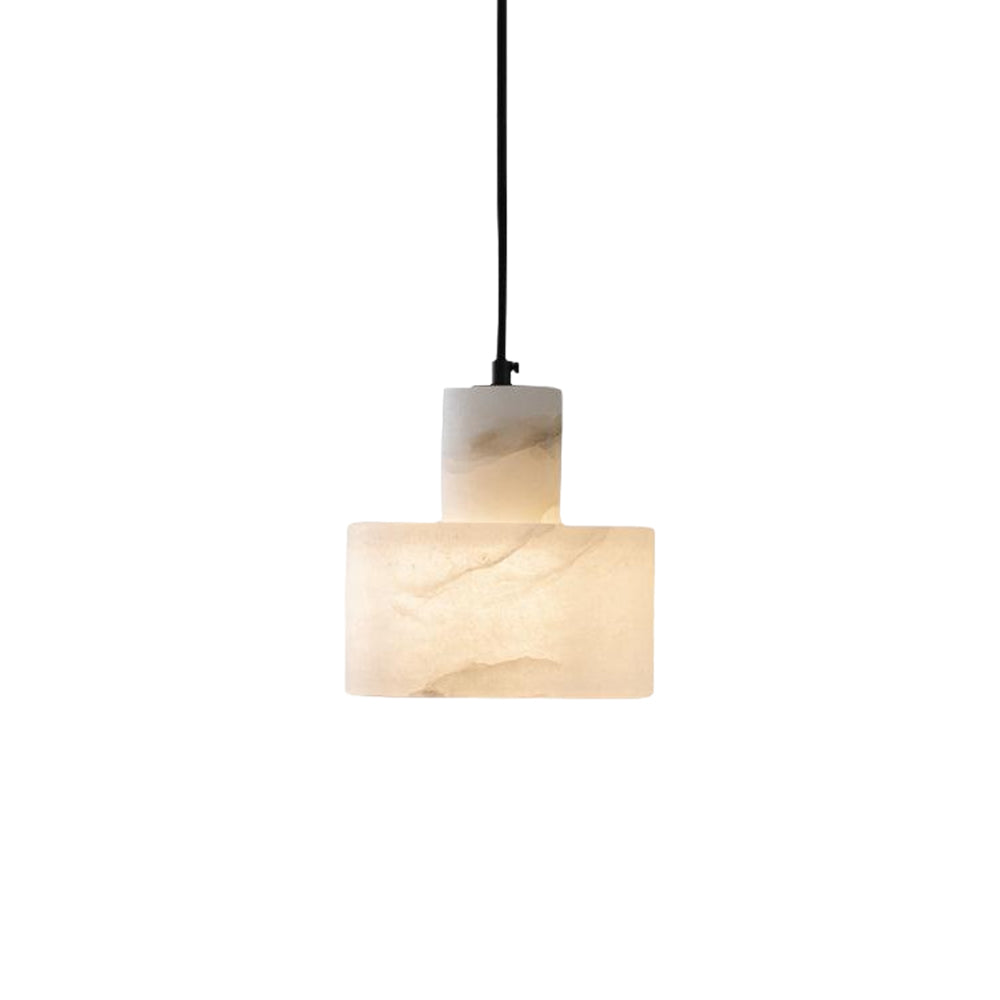 Cylindrical Alabaster Pendant Light Fixture for Dining Room & Kitchen Lighting