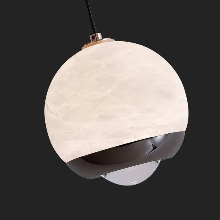 Nordic Alabaster Globe Pendant Light Fixture - Marble Finish for Living Room & Dining Room Lighting