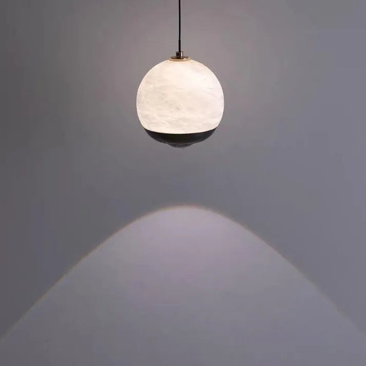 Nordic Alabaster Globe Pendant Light Fixture - Marble Finish for Living Room & Dining Room Lighting