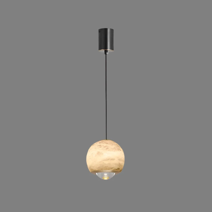 Nordic Alabaster Globe Pendant Light Fixture - Marble Finish for Living Room & Dining Room Lighting