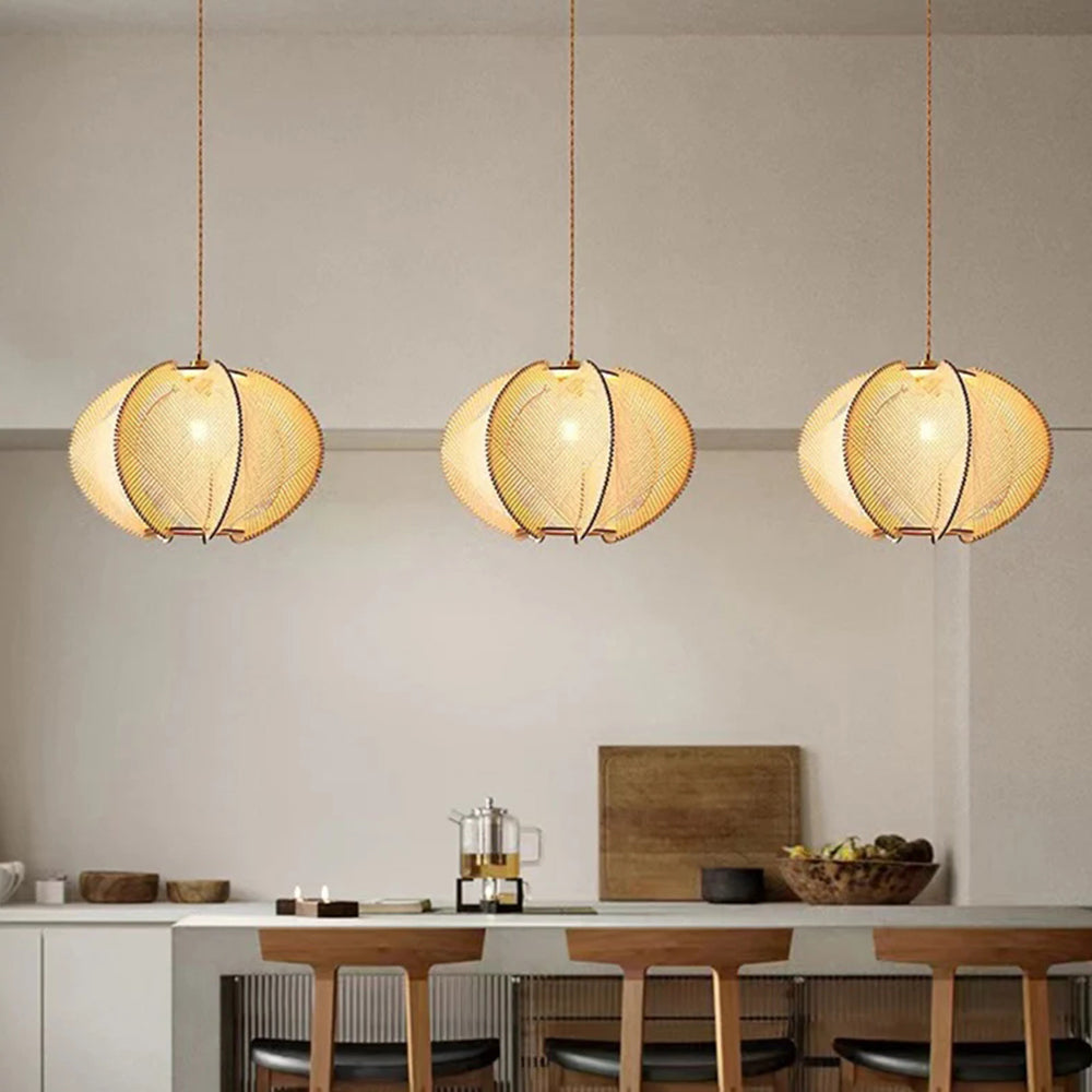 Scandinavian Wood Pendant Light Fixture - Mid-Century Design for Dining Room & Kitchen Lighting