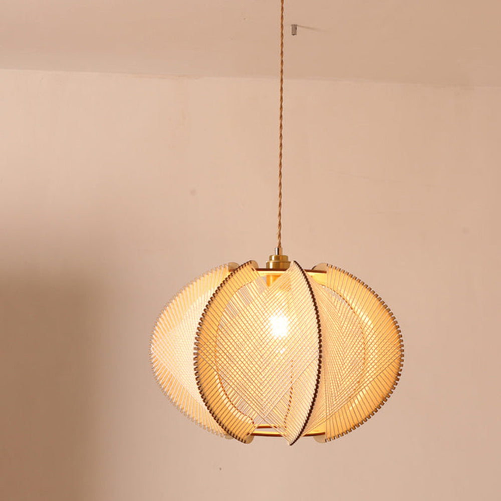 Scandinavian Wood Pendant Light Fixture - Mid-Century Design for Dining Room & Kitchen Lighting