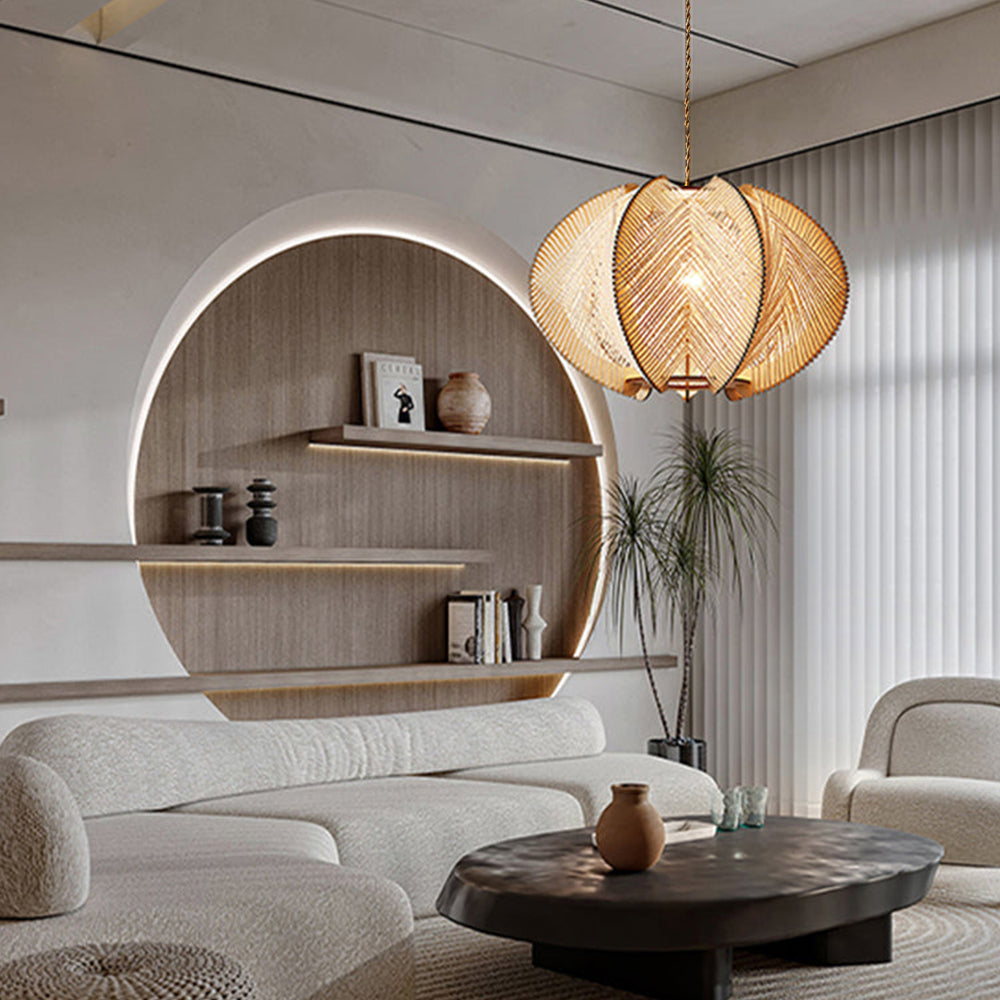 Scandinavian Wood Pendant Light Fixture - Mid-Century Design for Dining Room & Kitchen Lighting