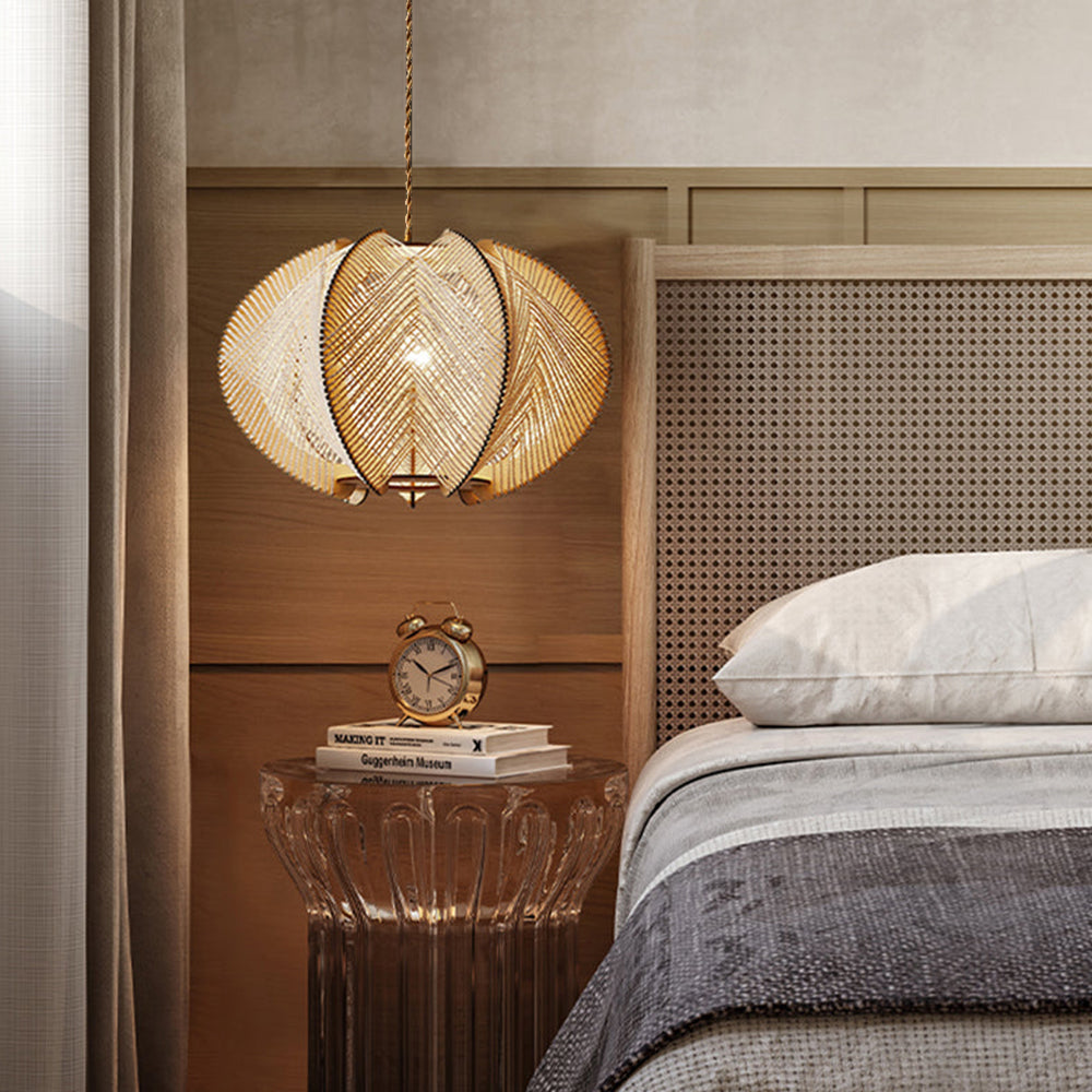 Scandinavian Wood Pendant Light Fixture - Mid-Century Design for Dining Room & Kitchen Lighting