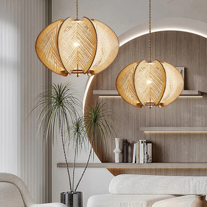 Scandinavian Wood Pendant Light Fixture - Mid-Century Design for Dining Room & Kitchen Lighting