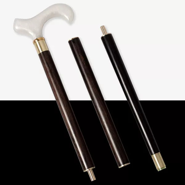 Wooden Walking Stick with Decorative Resin Handle - Stylish Cane for Seniors & Mobility Assistance