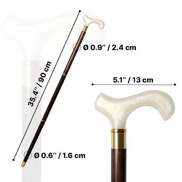 Wooden Walking Stick with Decorative Resin Handle - Stylish Cane for Seniors & Mobility Assistance