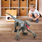 Remote-Controlled Velociraptor Dinosaur | Realistic Movement, Sounds & Lights for Kids Aged 3-12, Perfect for Imaginative Play