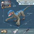 Remote-Controlled Velociraptor Dinosaur | Realistic Movement, Sounds & Lights for Kids Aged 3-12, Perfect for Imaginative Play
