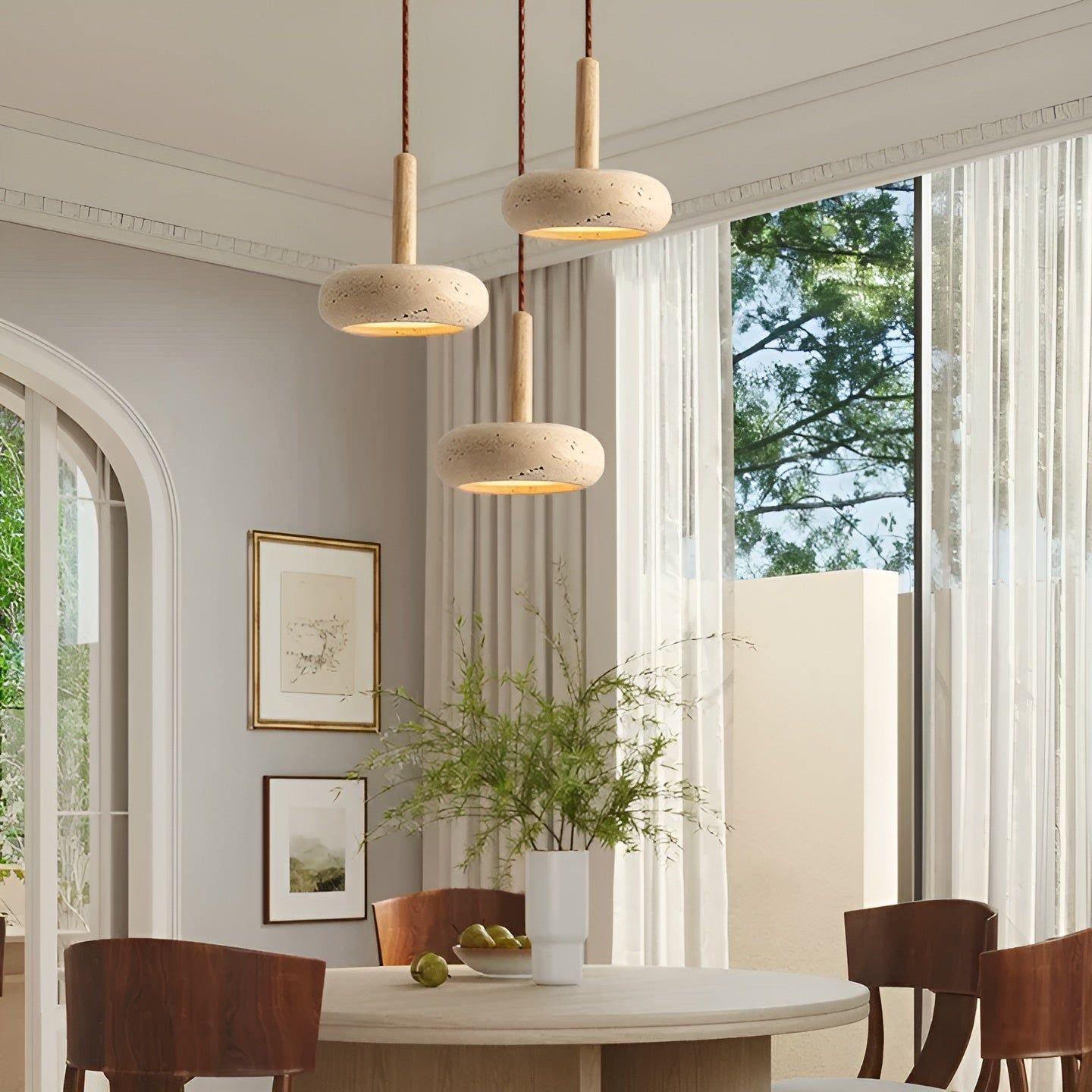 LED Wabi Sabi Japanese Ceiling Light - Retro Stone Fixture for Modern Home Decor & Ambient Lighting