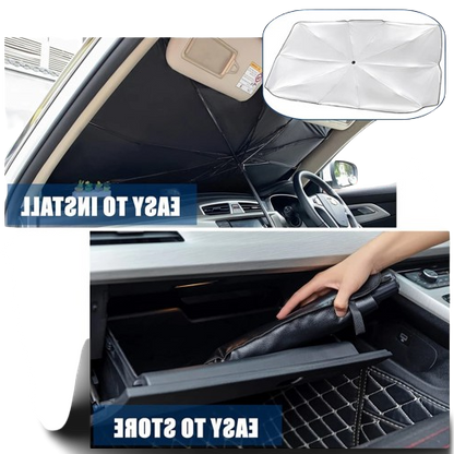 Foldable Car Windshield Sunshade | UV & Heat Protection with Umbrella-Style Design for Cars, SUVs & Trucks