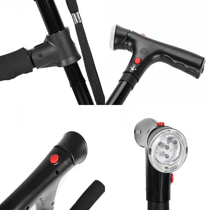 Collapsible Folding Walking Cane with LED Light for Seniors and Mobility Assistance