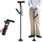 Collapsible Folding Walking Cane with LED Light for Seniors and Mobility Assistance