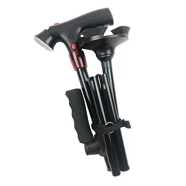 Collapsible Walking Cane with LED Light | Adjustable Height, Ergonomic Grip & Ideal for Safe Nighttime Use