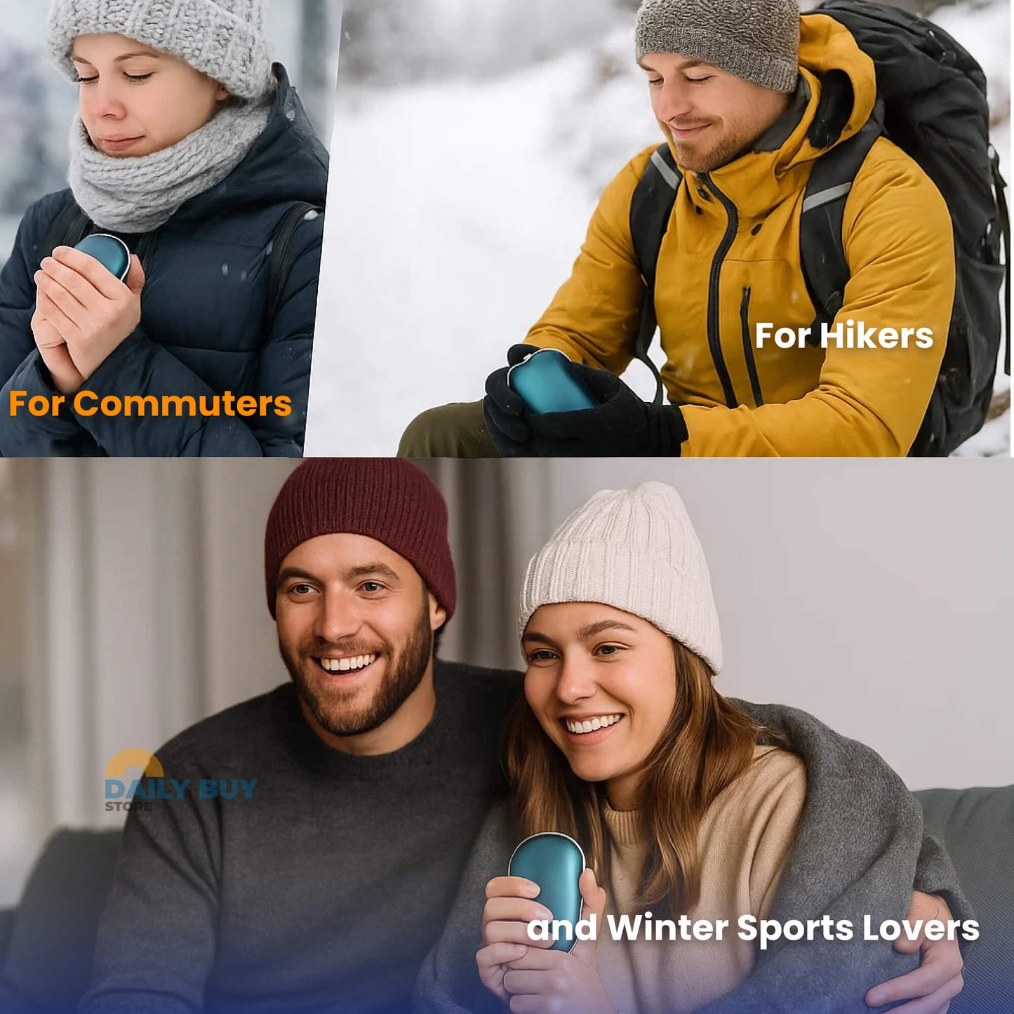 Rechargeable Hand Warmer with Power Bank | 3 Heat Levels, Fast Dual-Sided Heating & 5200mAh USB Charging for Winter Outdoor Use