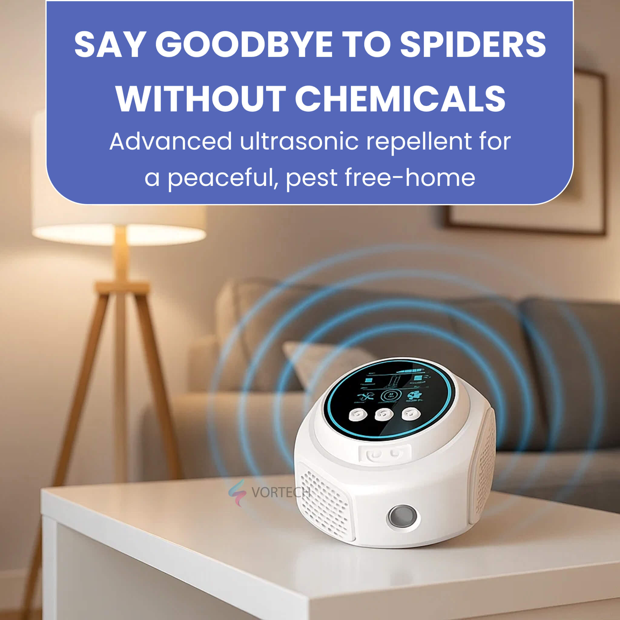 Plug-In Ultrasonic Spider Repeller | Chemical-Free, Safe & Silent for Home Coverage up to 3200 sq. ft.