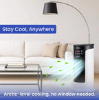 Ventless Portable Air Conditioner Fan | Whisper Quiet Evaporative Cooler with 6 Speeds for Desk, Dorm & Bedroom