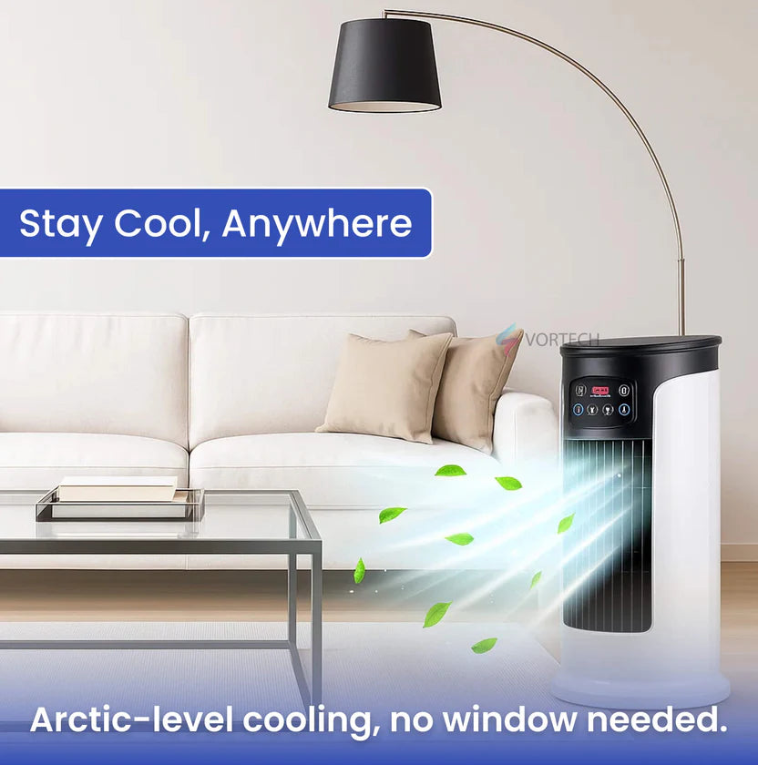 Ventless Portable Air Conditioner Fan | Whisper Quiet Evaporative Cooler with 6 Speeds for Desk, Dorm & Bedroom